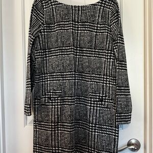 LOFT Houndstooth Button Back Pocket Long Sleeve Dress